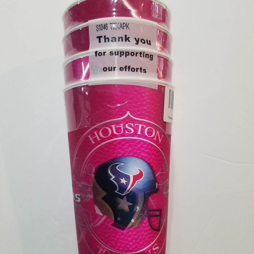 Houston Texans Pink Holographic Cups 4pk